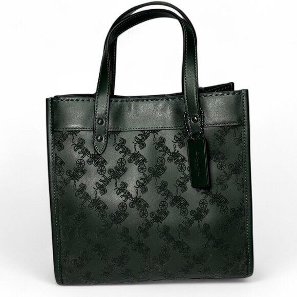 COACH Field Tote 22 with Horse and Carriage Shoulder/Crossbody Bag, Green, NWOT - Picture 1 of 13